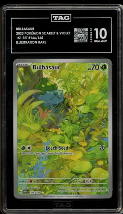 Pokemon Bulbasaur 151 MEW EN Illustration Rare #166 TAG 10 Gem Mint - Image 1