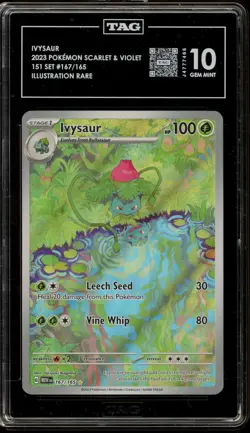 Pokemon Ivysaur 151 MEW EN Illustration Rare #167 TAG 10 Gem Mint - Image 1