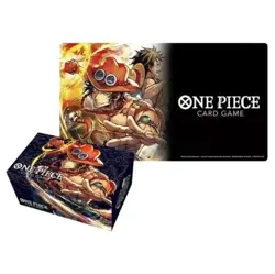 Premium Bandai One Piece TCG Card Game Playmat & Storage Box Set Portgas.D.Ace - Image 1