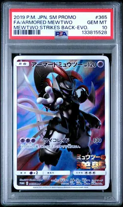 2019 POKEMON JPN SM PROMO #365 FULL ART/ARMORED MEWTWO PSA 10 - Image 1