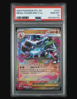 2025 POKEMON PFL EN-PHANTASMAL FLAMES #013 MEGA CHARIZARD X EX PSA 10 - Image 1