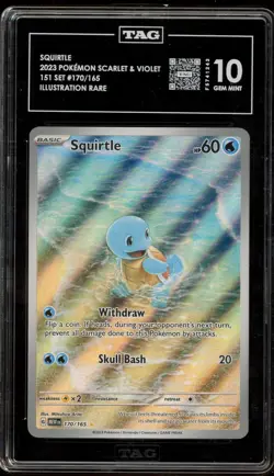 Pokemon Squirtle 151 MEW EN Illustration Rare #170 TAG 10 Gem Mint - Image 1