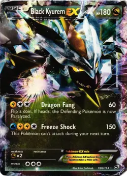 Pokemon TCG Black Kyurem EX 2013 Legendary Treasures Holo 100/113 HEAVY DMG - Image 1