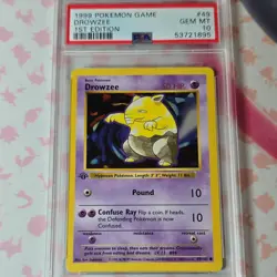 Pokemon TCG Drowzee 1st Edition Base Set Shadowless PSA 10 #49/102 1999 - Image 1