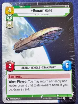 Star Wars Unlimited Spark of Rebellion SOR Bright Hope HYPERSPACE Card - Image 1