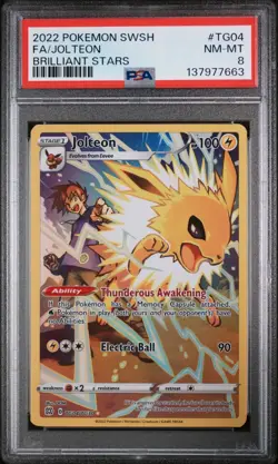 2022 POKEMON SWORD & SHIELD BRILLIANT STARS TG04 FULL ART/JOLTEON | PSA 8 - Image 1
