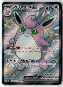 Wigglytuff ex ⭐ 222/091 Holo Shiny Ultra Rare Paldean Fates 2024 Pokemon NM - Image 1