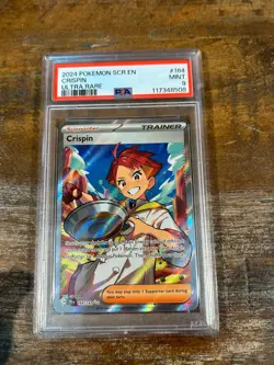Pokemon 2024 Stellar Crown Ultra Rare Full Art Trainer CRISPIN #164 PSA 9 Mint - Image 1