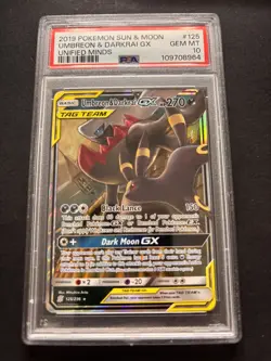 Pokemon TCG Umbreon & Darkrai GX Card Unified Minds Ultra Rare 125/236 PSA 10 GM - Image 3