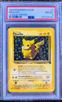 PSA 8 Pikachu #1 Pokemon League Black Star Promo 1999 WOTC | Pokemon Card - Image 1