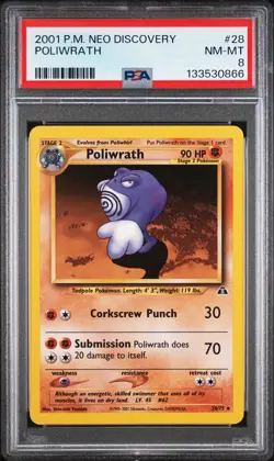 2001 POKEMON NEO DISCOVERY #28 POLIWRATH PSA 8 - Image 1
