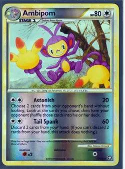 2010 RARE AMBIPOM 13/102 & AIPOM 55/102 HGSS TRIUMPHANT POKEMON REV HOLO NM/LP - Image 3