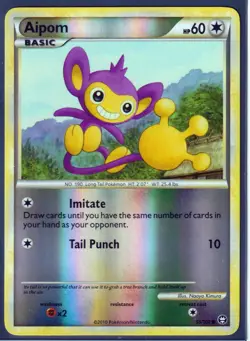 2010 RARE AMBIPOM 13/102 & AIPOM 55/102 HGSS TRIUMPHANT POKEMON REV HOLO NM/LP - Image 4