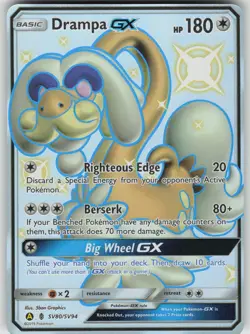 Pokemon Drampa GX SV80/SV94 Hidden Fates: Shiny Vault Shiny Holo Rare NM - Image 1