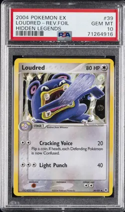 2004 POKEMON EX HIDDEN LEGENDS #39 LOUDRED-REVERSE FOIL PSA 10 - Image 1