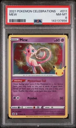 Mew - 2021 Pokemon Sword & Shield Celebrations #011/025 Holo PSA 8 - Image 1