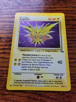 Zapdos 15/62 - Fossil Set - Rare Holo - Vintage WOTC Pokemon Card - PL - Image 1