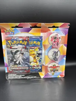 Pokemon XY Evolutions & Crimson Invasion Tapu pin Set Blister 2 Booster Packs - Image 1