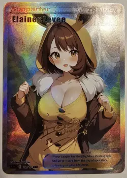 Elaine & Eevee Pokemon Sexy Cosplay Waifu Trainer Art Card - Image 1