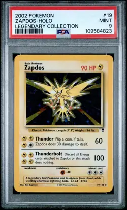 Pokemon TCG Zapdos 2002 Legendary Collection 19/110 Holo Rare Graded Mint 9 PSA - Image 1
