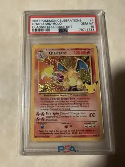 Pokemon TCG Charizard 4/102 Celebrations Classic Collection PSA 10 - Image 1