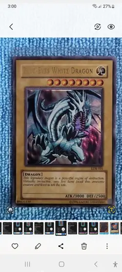 Blue-Eyes White Dragon LOB-001 Ultra Rare Holo Unlimited Yu-Gi-Oh! - Image 1