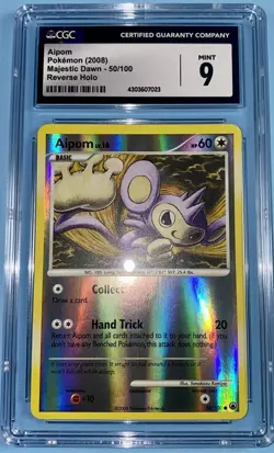CGC 9 MINT Aipom 50/100 Majestic Dawn Reverse Holo Pokemon Card 2008 (POP 1) - Image 1