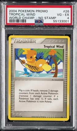 2004 POKEMON WORLD CHAMPIONSHIPS PROMO NO STAMP #26 TROPICAL WIND PSA 4 - Image 1
