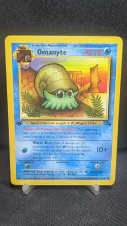 Pokemon TCG Omanyte Fossil 1st Edition Common Card 52/62 LP - Image 1