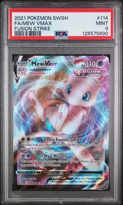 2021 POKEMON SWORD & SHIELD FUSION STRIKE #114 FULL ART/MEW VMAX PSA 9 - Image 1