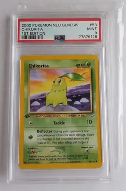 2000 Pokemon Neo Genesis 1st Edition Chikorita 53/111 PSA 9 Mint Pokemon Card - Image 1
