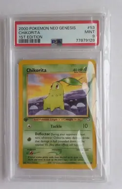 2000 Pokemon Neo Genesis 1st Edition Chikorita 53/111 PSA 9 Mint Pokemon Card - Image 2