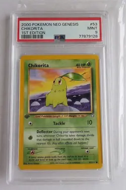 2000 Pokemon Neo Genesis 1st Edition Chikorita 53/111 PSA 9 Mint Pokemon Card - Image 3