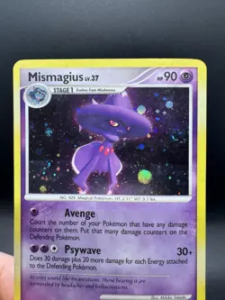 Pokemon TCG Mismagius 10/130 Diamond and Pearl Holo Rare w Swirl - Damaged - Image 3