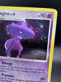 Pokemon TCG Mismagius 10/130 Diamond and Pearl Holo Rare w Swirl - Damaged - Image 5