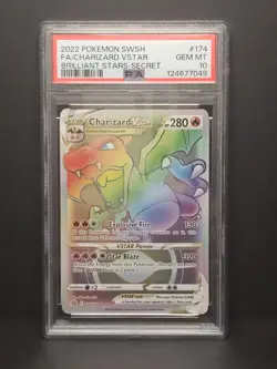 Pokemon TCG Charizard VSTAR Rainbow Secret Rare Brilliant Stars 174/172 PSA 10 - Image 1