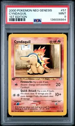 2000 POKEMON 1st Edition Neo Genesis CYNDAQUIL #57 PSA 9 MINT - Image 1