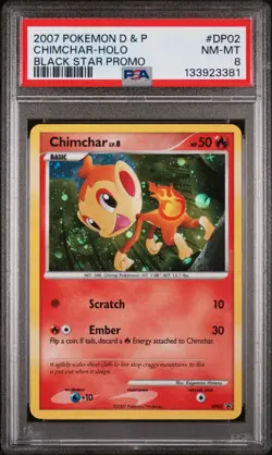 2007 POKEMON DIAMOND & PEARL BLACK STAR PROMO #DP02 CHIMCHAR-HOLO PSA 8 - Image 1
