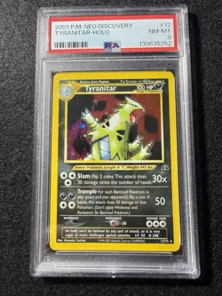 🌀2001 POKEMON NEO DISCOVERY #12 TYRANITAR-HOLO PSA 8 🌀SWIRL🌀 - Image 1