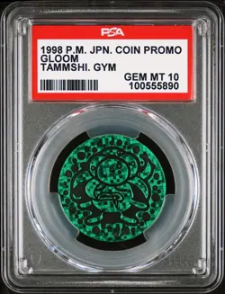 PSA 10 GEM MINT 1998 Pokemon Japanese Tamamushi City Gym Gloom Coin Low Pop-25! - Image 1