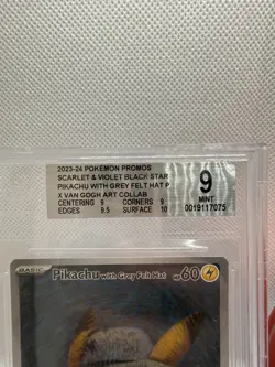 Pokemon TCG Pikachu with Grey Felt Hat, SVP 085, Van Gogh Museum Promo Beckett 9 - Image 3