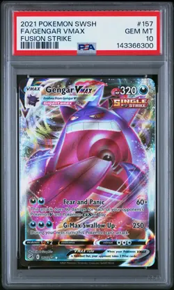 2021 POKEMON SWORD & SHIELD FUSION STRIKE #157 FULL ART/GENGAR VMAX PSA 10 - Image 1