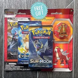 ✨ Entei 3 Pack Pin Blister Pokemon Legendary Rare Evolutions Booster TCG Card - Image 1