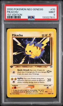 POKEMON 1st Edition Neo Genesis PIKACHU 70/111 Common PSA 9 MINT Vintage - Image 1
