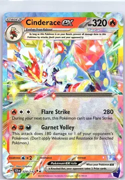 Cinderace ex 028/142 SV07: Stellar Crown - Pokemon Card - NM - Image 1