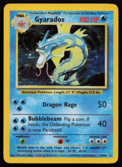 Gyarados 6/102 Base Set Unlimited Holo Rare Pokemon Card WOTC MP! - Image 1