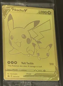 Pokemon Celebrations Pikachu V Promo SWSH145 Gold Foil Basic 190HP Thunder Card - Image 1