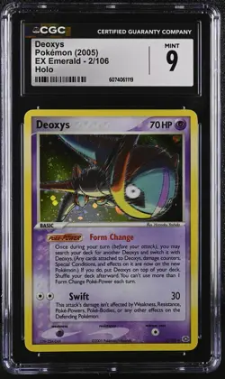 CGC 9 MINT Deoxys 2005 EX Emerald 2/106 Holo Pokemon Card - Image 1