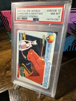 1998 Pokemon Japanese Bandai Anime Vending #Movie 12 Charizard & Mewtwo PSA 8 - Image 2