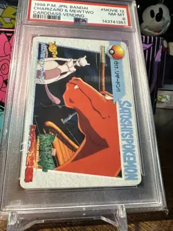 1998 Pokemon Japanese Bandai Anime Vending #Movie 12 Charizard & Mewtwo PSA 8 - Image 3